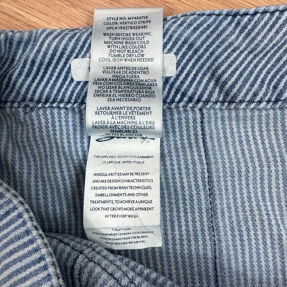 Seven 7 Jeans Railroad Stripe Denim Utility Mini Skirt Size 12 Raw Hem Y2K Style - Picture 5 of 5